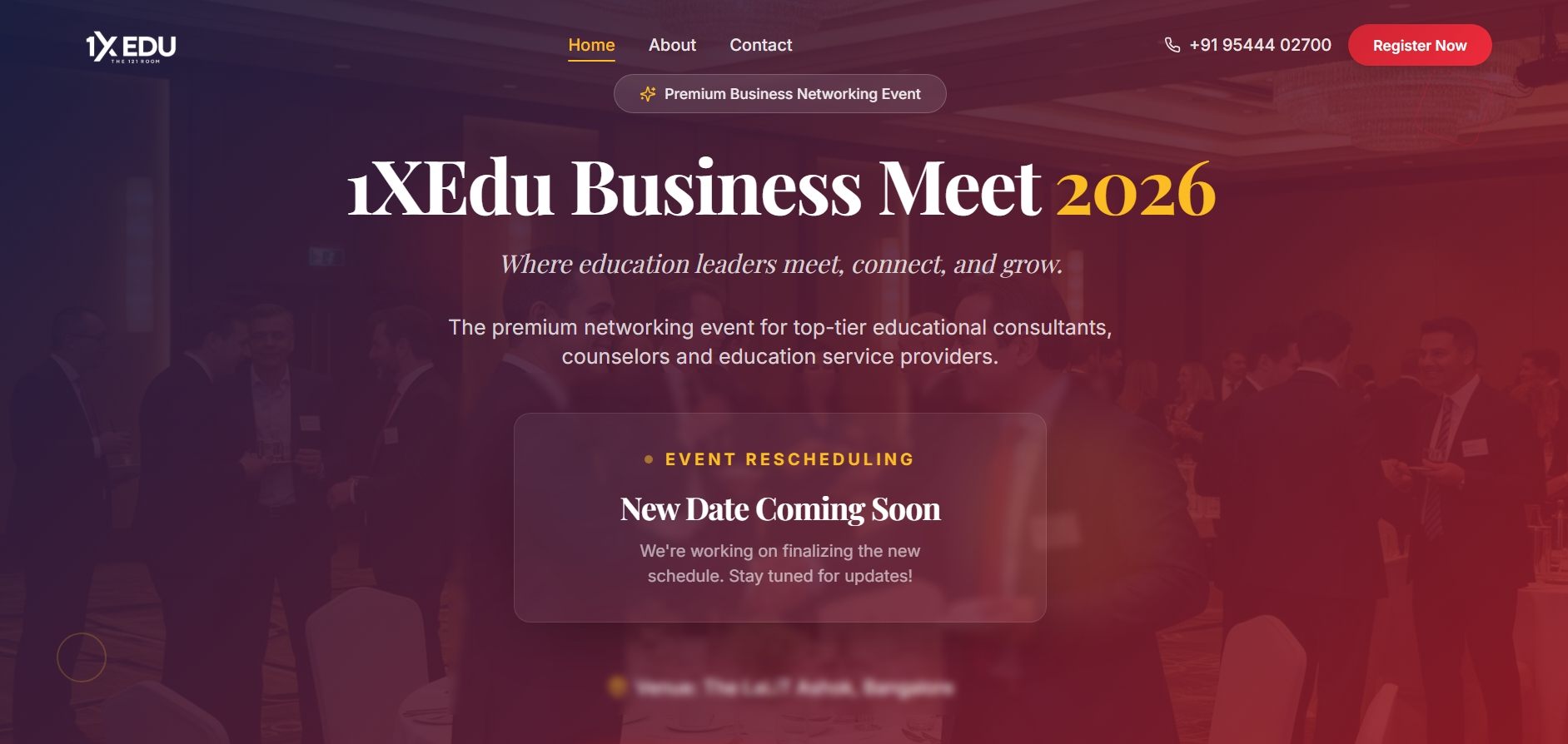 1XEdu Events website screenshot
