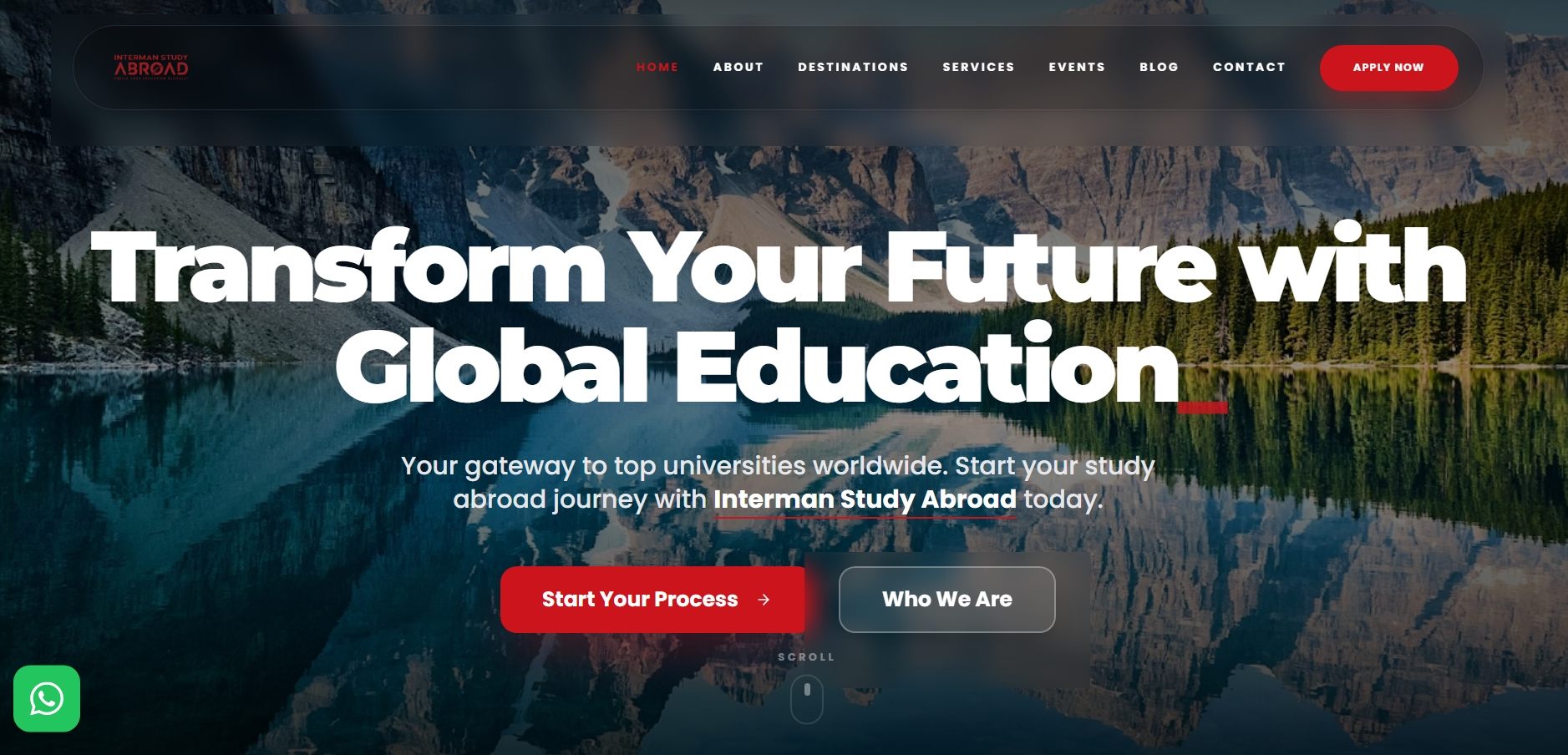 Interman Study Abroad website screenshot
