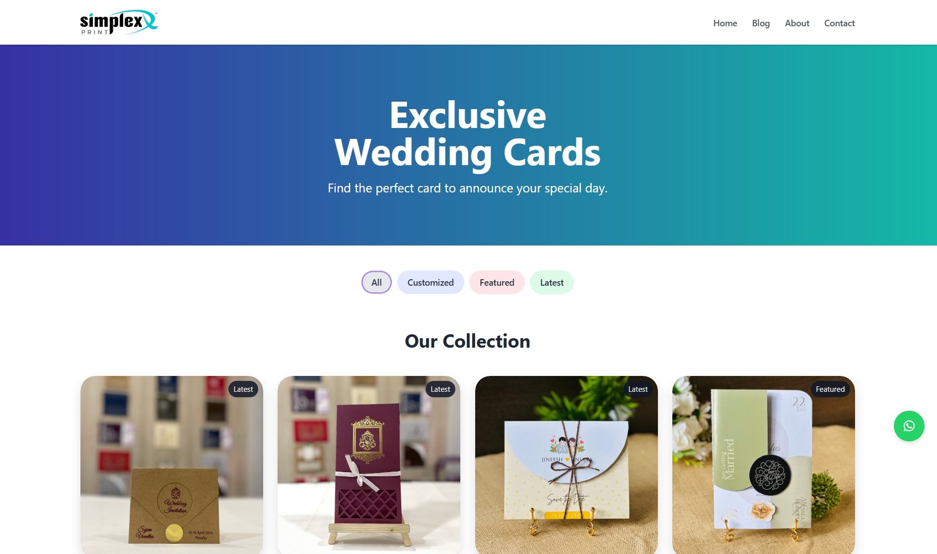 Simplex Cards website screenshot